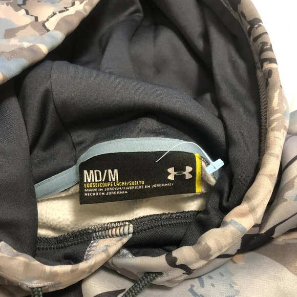 Under Armour Iso-Chill Camo Hoodie Sweatshirt Gray Blue Men's Medium Athletic - Picture 6 of 9